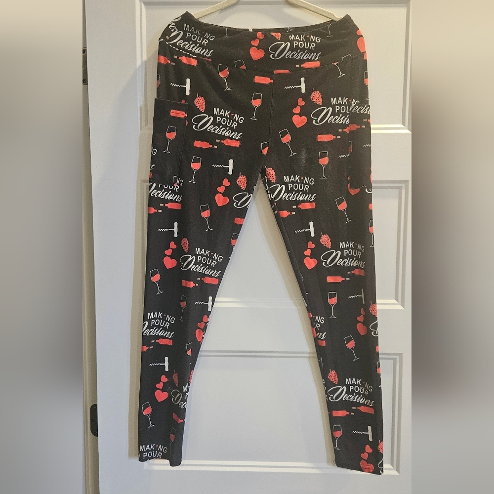 Wine-Themed Leggings making pour decisions with pockets